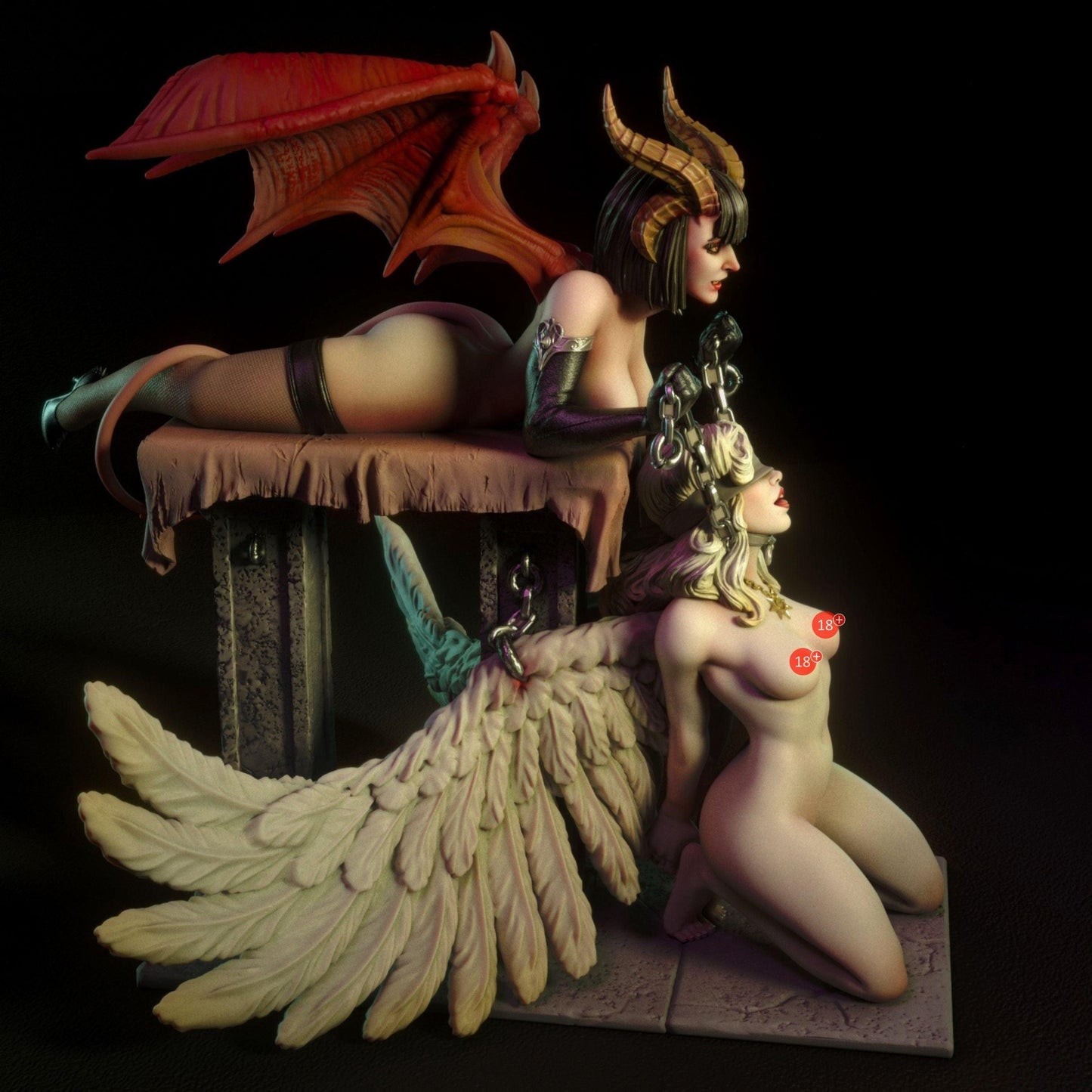 Demon dominatrix & angel submissive - NSFW FIGURES